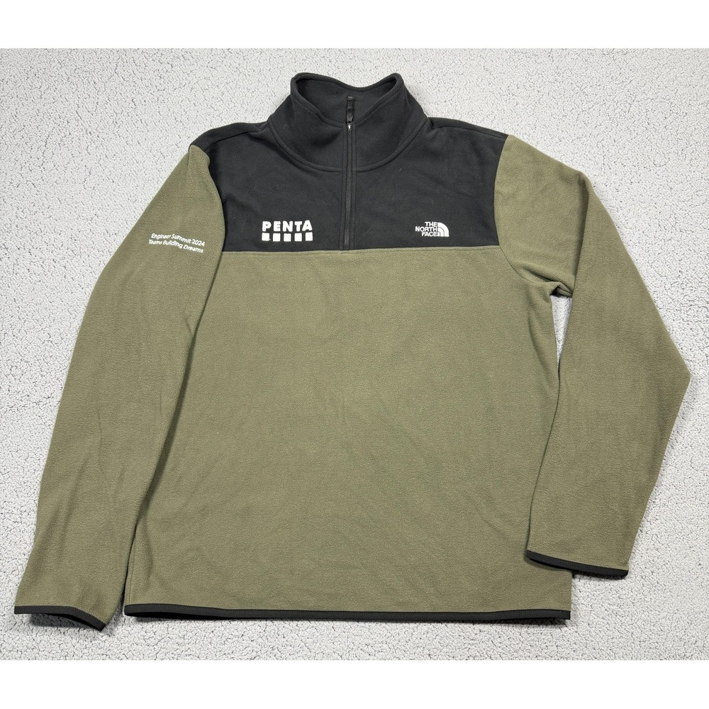 The North Face Sweater‎ Mens Large Green 1/4 Zip Fleece Pullover PENTA Summit